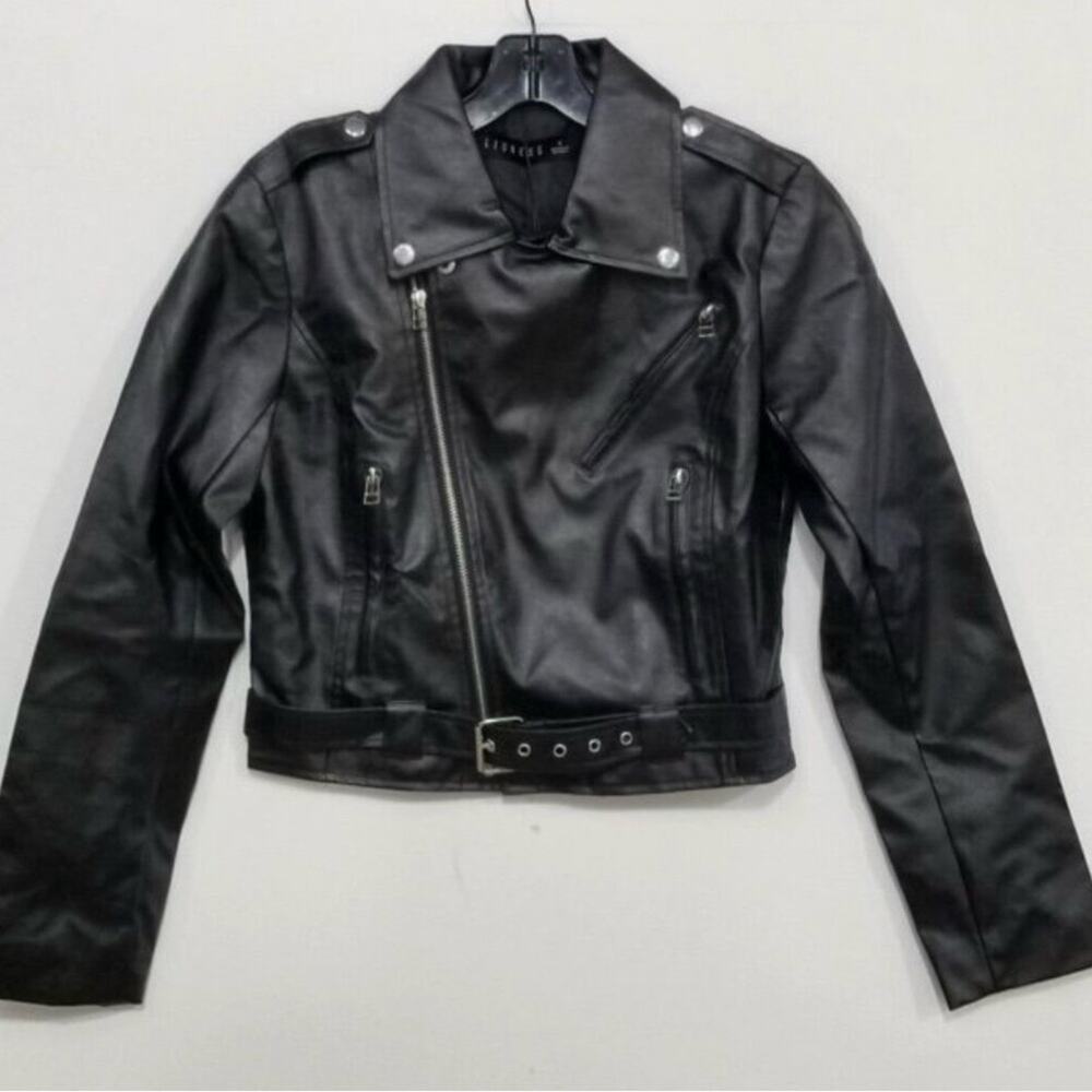 Lioness Black Faux Leather Biker Jacket Bella Swan Retro Biker Hot Goth Emo